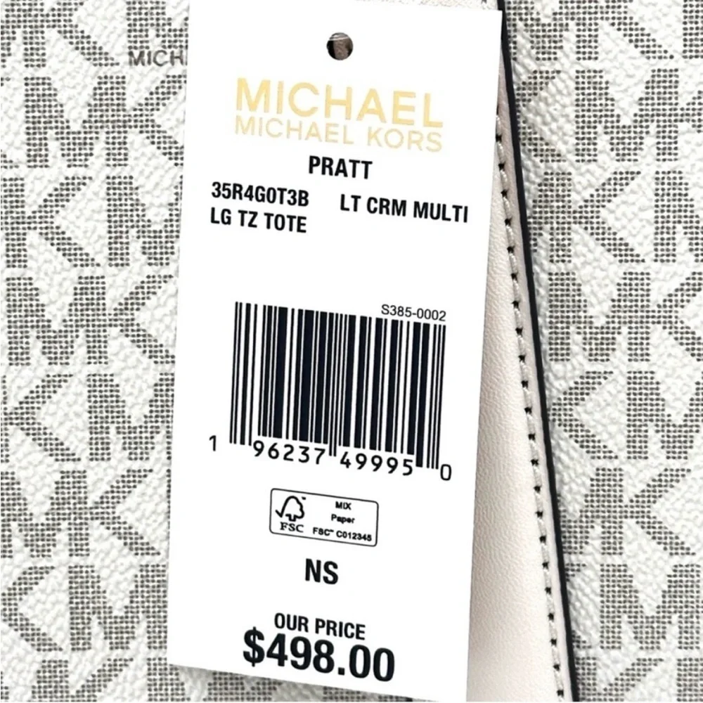 Michael Kors Pratt Large Signature Logo Tote Bag & Double Zip Wallet Light Cream - Picture 11 of 11